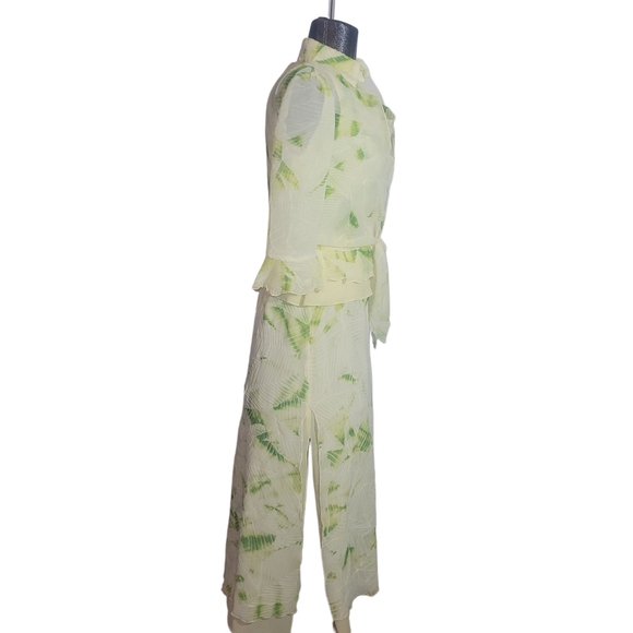 Vintage Ribkoff Trends Yellow And Green Leaf Print Skirt Set - Picture 4 of 13